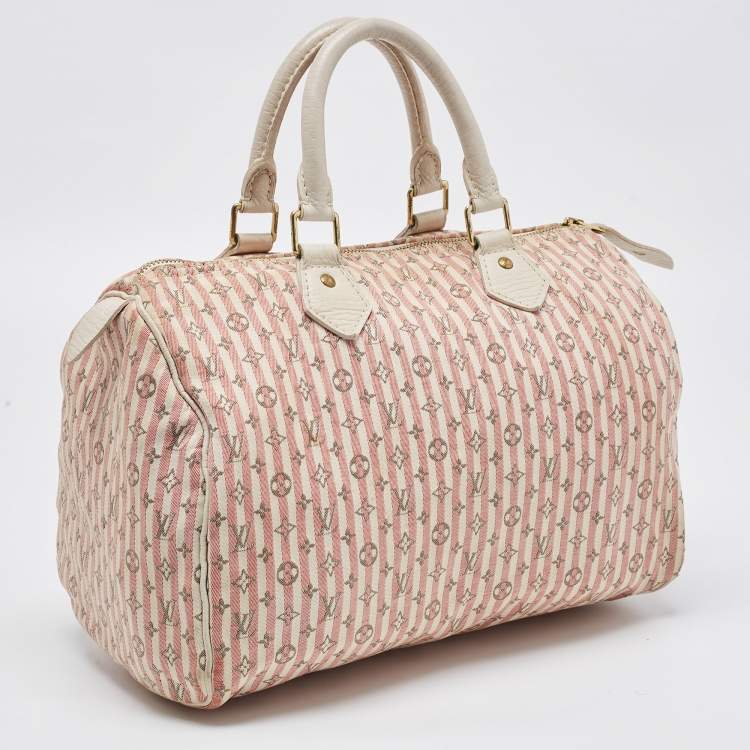 Pre Owned Louis Vuitton Rouge Croisette Mini Lin Canvas Speedy 30 Bag