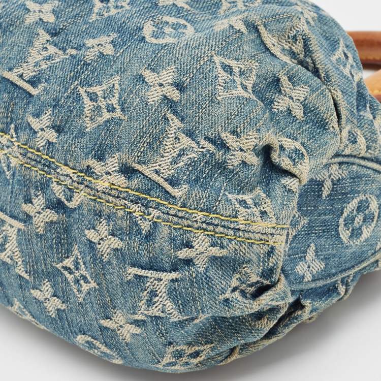 Pre Owned Louis Vuitton Blue Monogram Denim Pleaty Bag
