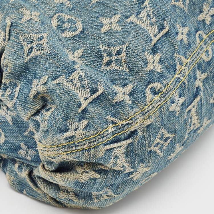 Pre Owned Louis Vuitton Blue Monogram Denim Pleaty Bag