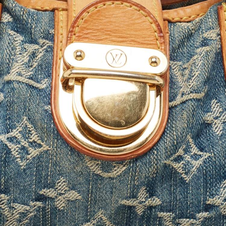 Pre Owned Louis Vuitton Blue Monogram Denim Pleaty Bag