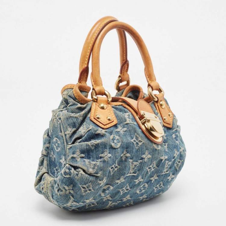 Pre Owned Louis Vuitton Blue Monogram Denim Pleaty Bag