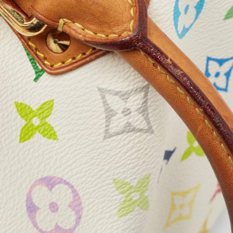 Pre Owned Louis Vuitton White Monogram Multicolore Canvas Speedy 30 Bag