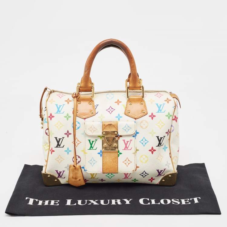 Pre Owned Louis Vuitton White Monogram Multicolore Canvas Speedy 30 Bag
