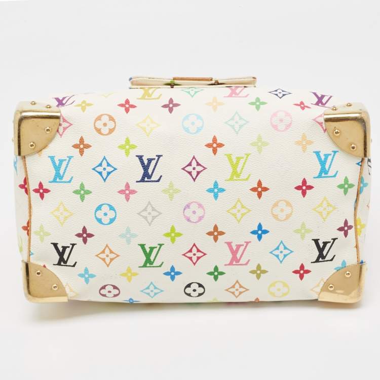 Pre Owned Louis Vuitton White Monogram Multicolore Canvas Speedy 30 Bag