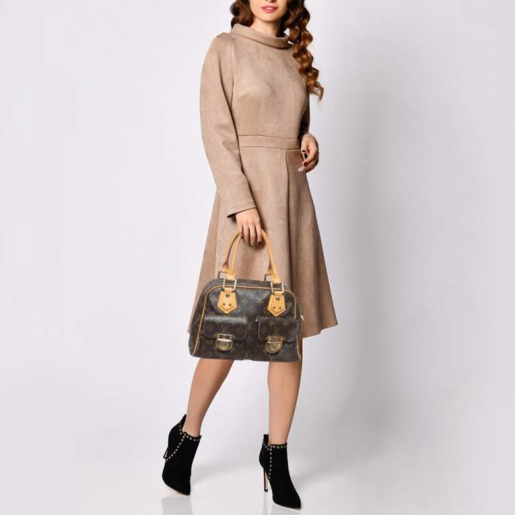 Pre Owned Louis Vuitton Brown Monogram Manhattan PM
