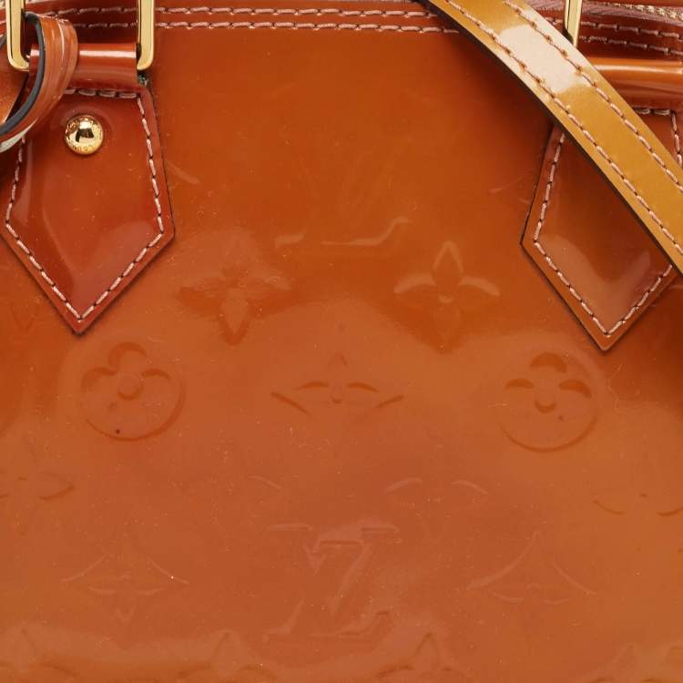 Pre Owned Louis Vuitton Brown Monogram Patent Leather Alma BB Bag