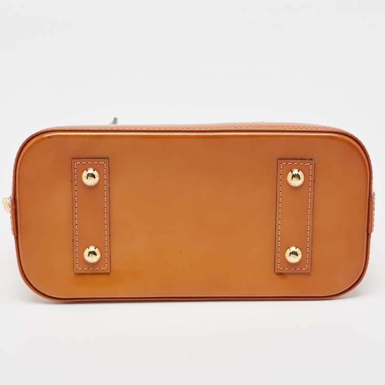 Pre Owned Louis Vuitton Brown Monogram Patent Leather Alma BB Bag