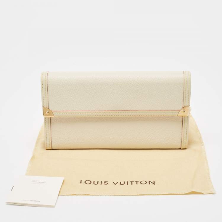 Pre Owned Louis Vuitton White Leather Porte Tresor International Trifold Wallet