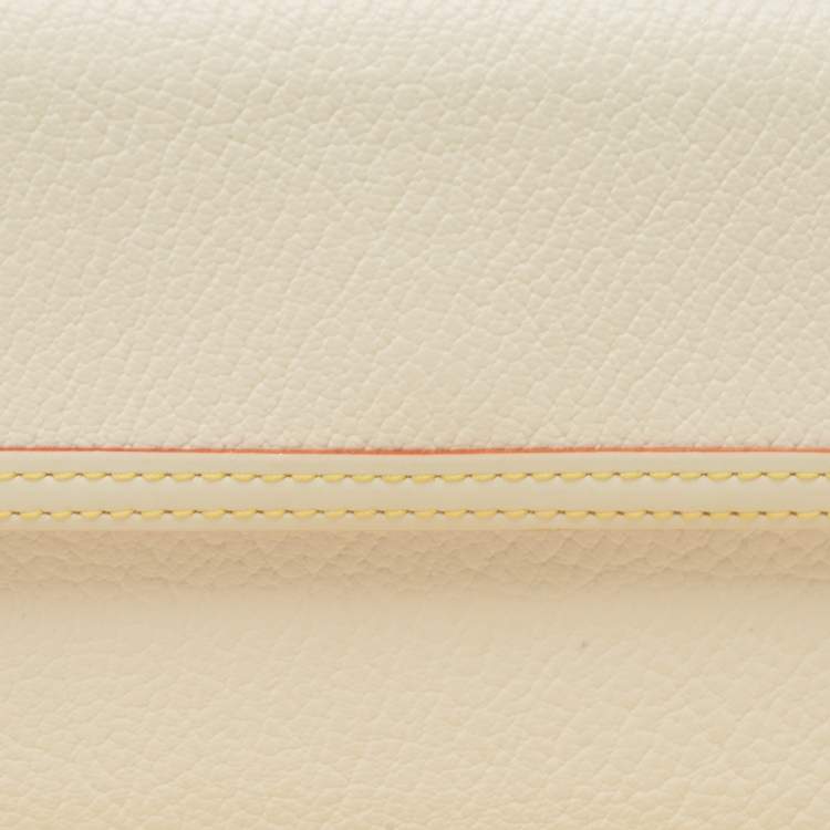 Pre Owned Louis Vuitton White Leather Porte Tresor International Trifold Wallet