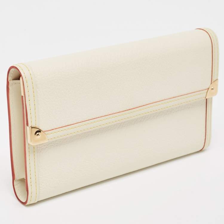 Pre Owned Louis Vuitton White Leather Porte Tresor International Trifold Wallet