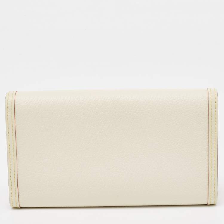 Pre Owned Louis Vuitton White Leather Porte Tresor International Trifold Wallet