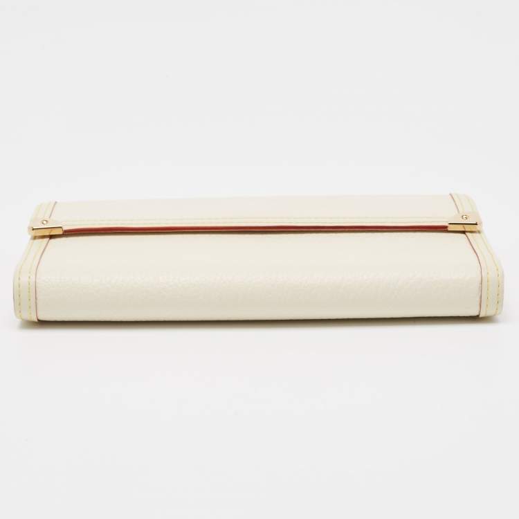 Pre Owned Louis Vuitton White Leather Porte Tresor International Trifold Wallet