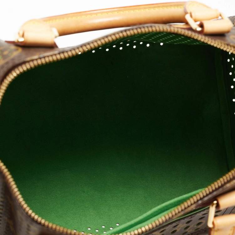 Pre Owned Louis Vuitton Green Monogram Perforated Canvas Limited Edition Speedy 30 Bag