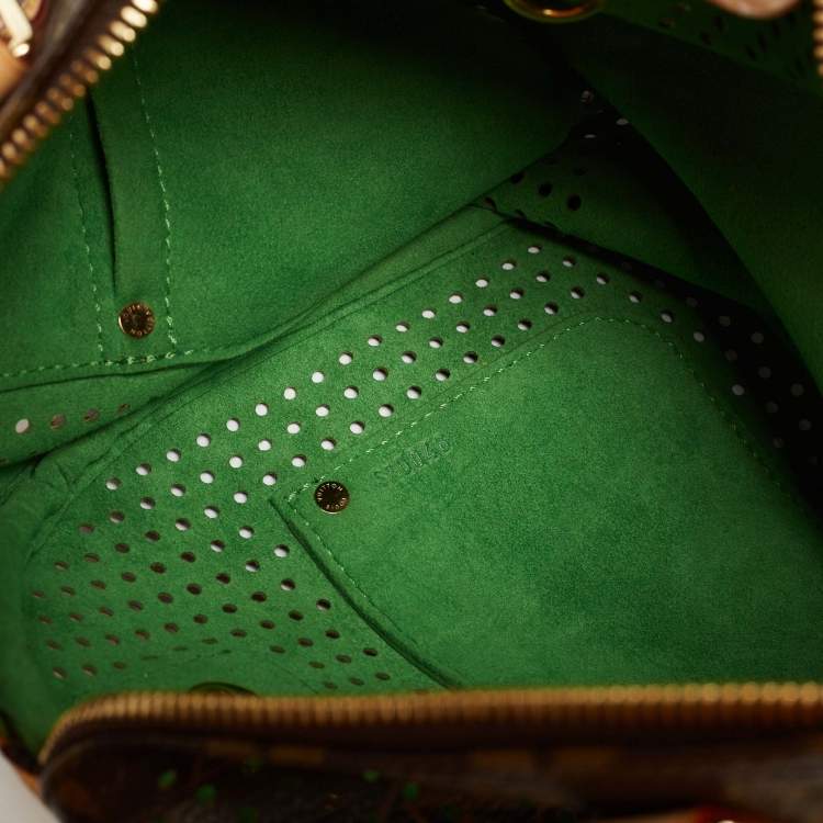 Pre Owned Louis Vuitton Green Monogram Perforated Canvas Limited Edition Speedy 30 Bag