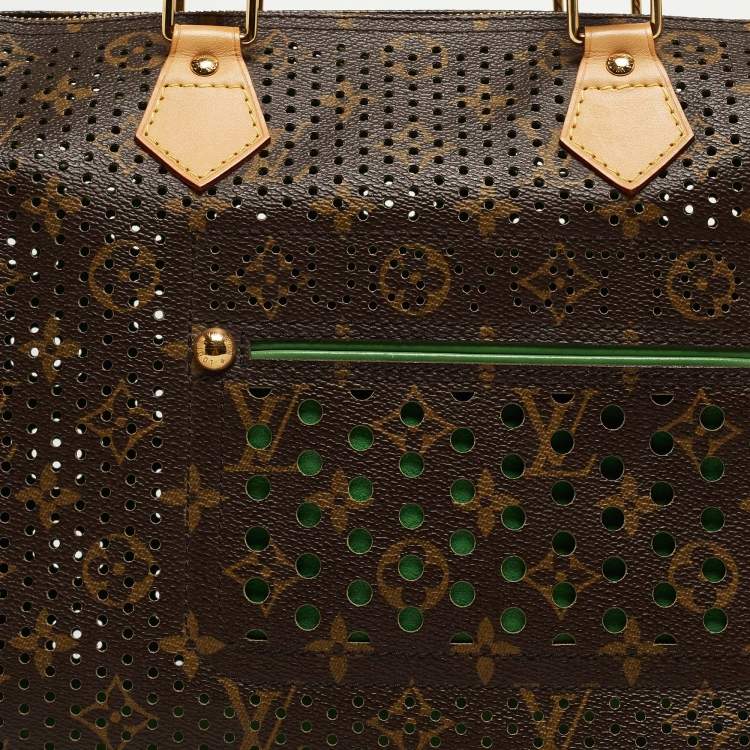 Pre Owned Louis Vuitton Green Monogram Perforated Canvas Limited Edition Speedy 30 Bag