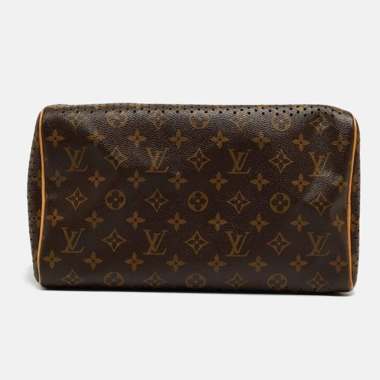 Pre Owned Louis Vuitton Green Monogram Perforated Canvas Limited Edition Speedy 30 Bag