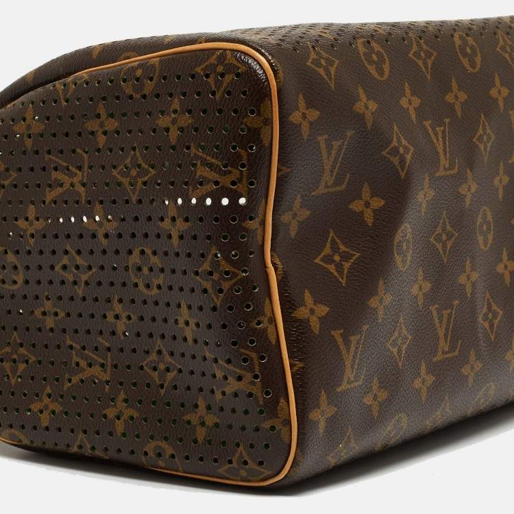Pre Owned Louis Vuitton Green Monogram Perforated Canvas Limited Edition Speedy 30 Bag