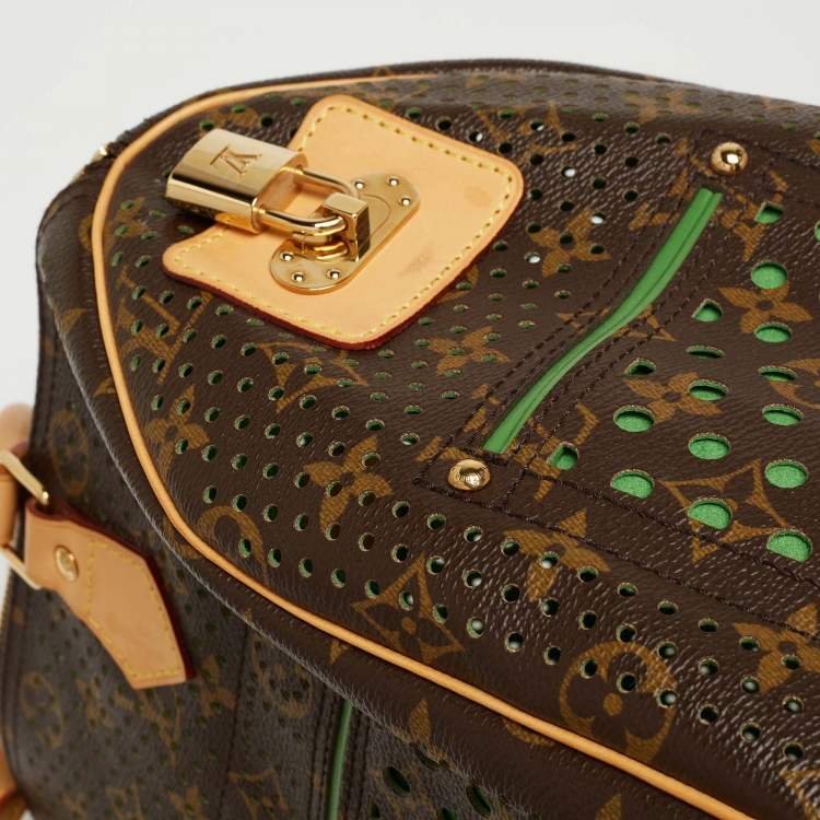 Pre Owned Louis Vuitton Green Monogram Perforated Canvas Limited Edition Speedy 30 Bag