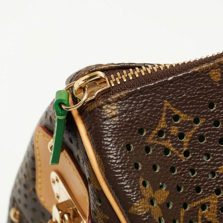 Pre Owned Louis Vuitton Green Monogram Perforated Canvas Limited Edition Speedy 30 Bag