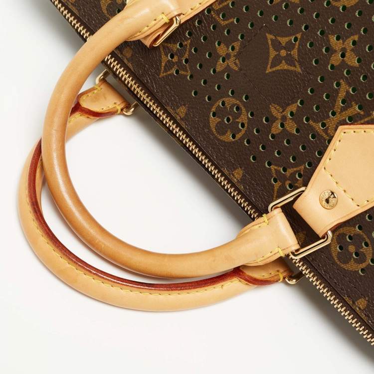 Pre Owned Louis Vuitton Green Monogram Perforated Canvas Limited Edition Speedy 30 Bag