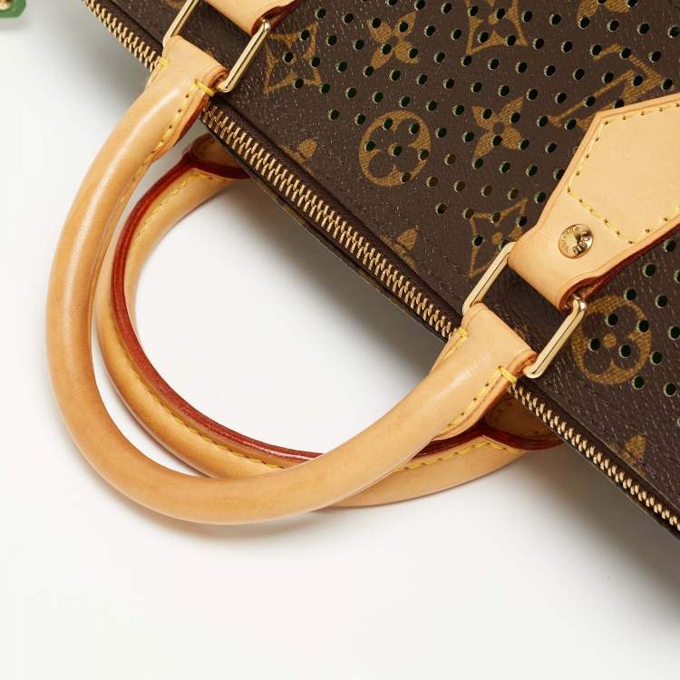 Pre Owned Louis Vuitton Green Monogram Perforated Canvas Limited Edition Speedy 30 Bag