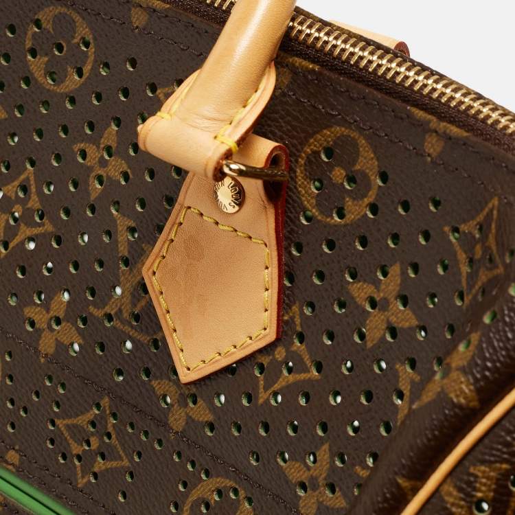 Pre Owned Louis Vuitton Green Monogram Perforated Canvas Limited Edition Speedy 30 Bag