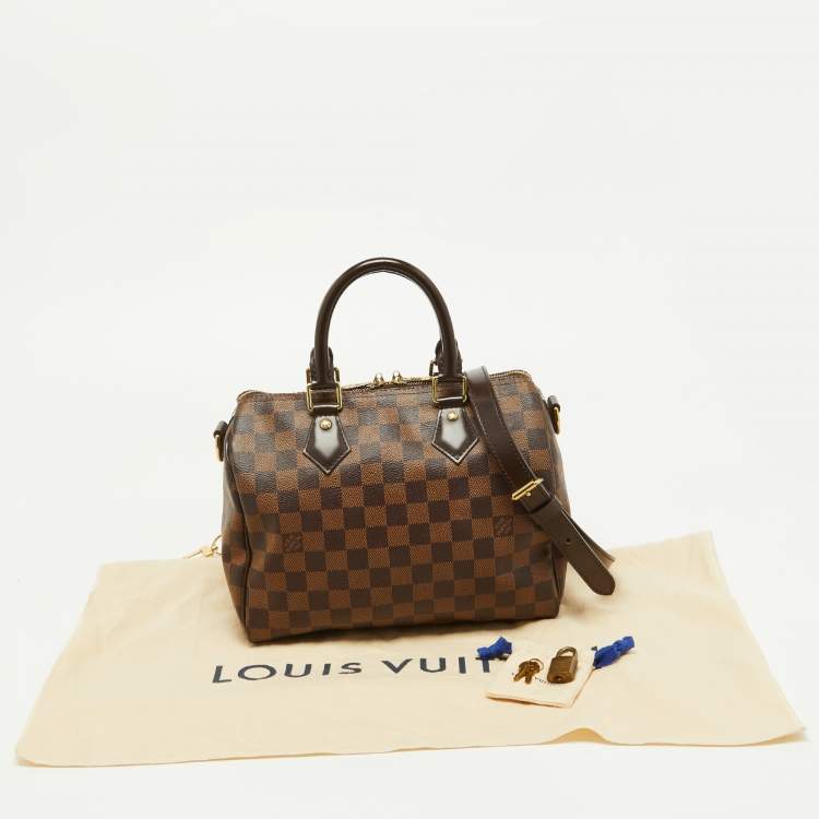 Pre Owned Louis Vuitton Damier Ebene Canvas Speedy Bandouliere 25 Bag