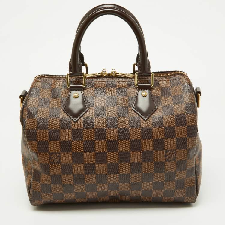 Pre Owned Louis Vuitton Damier Ebene Canvas Speedy Bandouliere 25 Bag