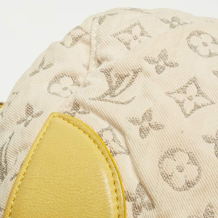 Pre Owned Louis Vuitton Jaune Monogram Denim Limited Edition Speedy Round Bag