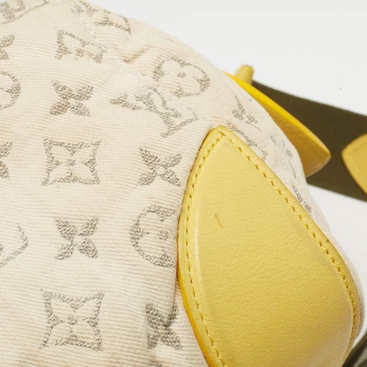 Pre Owned Louis Vuitton Jaune Monogram Denim Limited Edition Speedy Round Bag