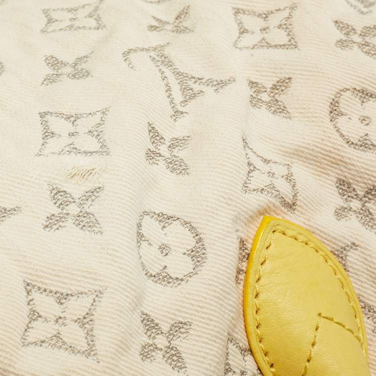 Pre Owned Louis Vuitton Jaune Monogram Denim Limited Edition Speedy Round Bag