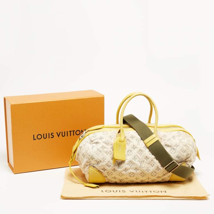 Pre Owned Louis Vuitton Jaune Monogram Denim Limited Edition Speedy Round Bag