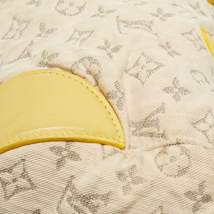 Pre Owned Louis Vuitton Jaune Monogram Denim Limited Edition Speedy Round Bag