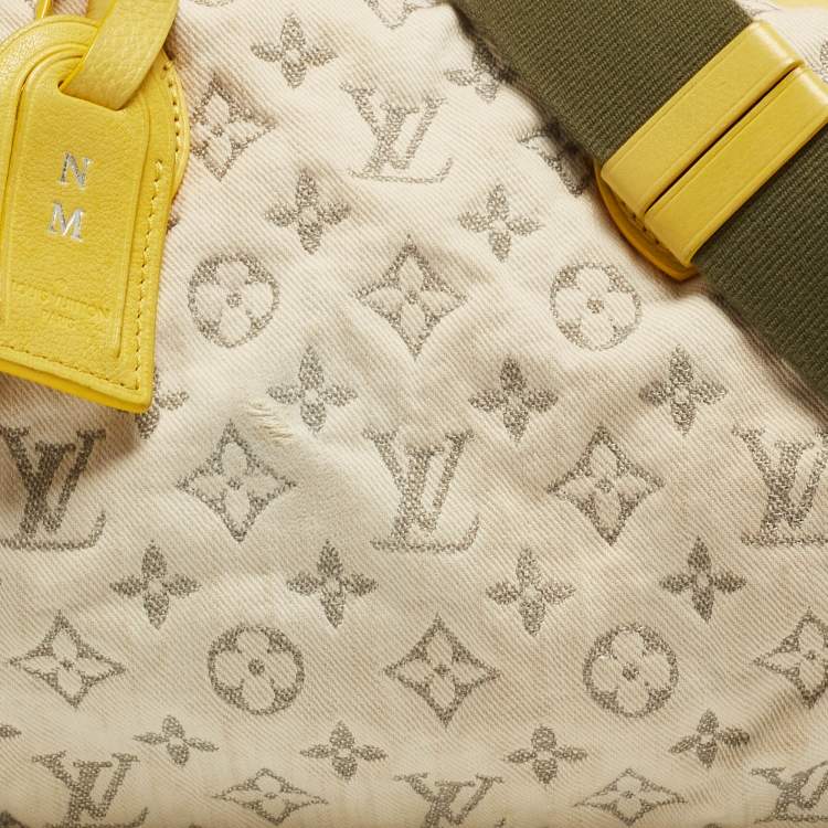 Pre Owned Louis Vuitton Jaune Monogram Denim Limited Edition Speedy Round Bag