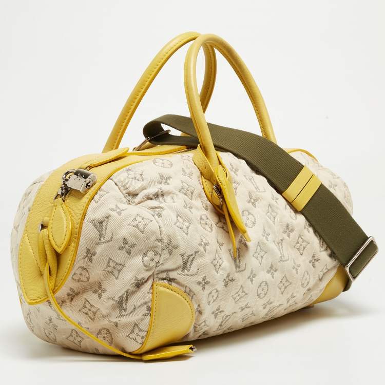 Pre Owned Louis Vuitton Jaune Monogram Denim Limited Edition Speedy Round Bag