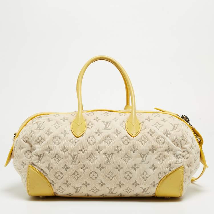 Pre Owned Louis Vuitton Jaune Monogram Denim Limited Edition Speedy Round Bag