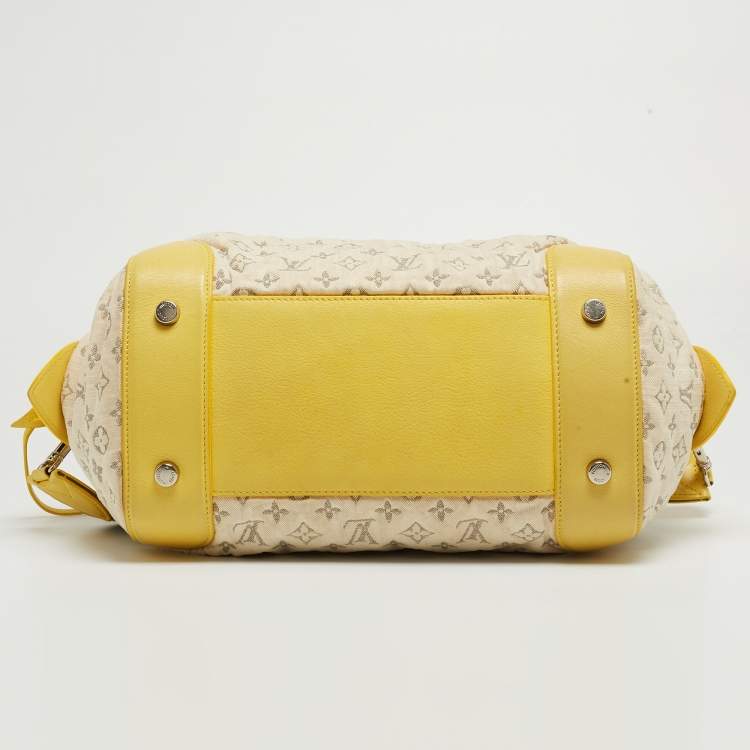 Pre Owned Louis Vuitton Jaune Monogram Denim Limited Edition Speedy Round Bag
