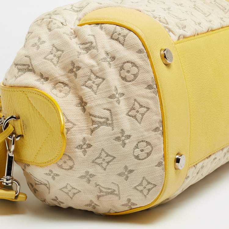 Pre Owned Louis Vuitton Jaune Monogram Denim Limited Edition Speedy Round Bag