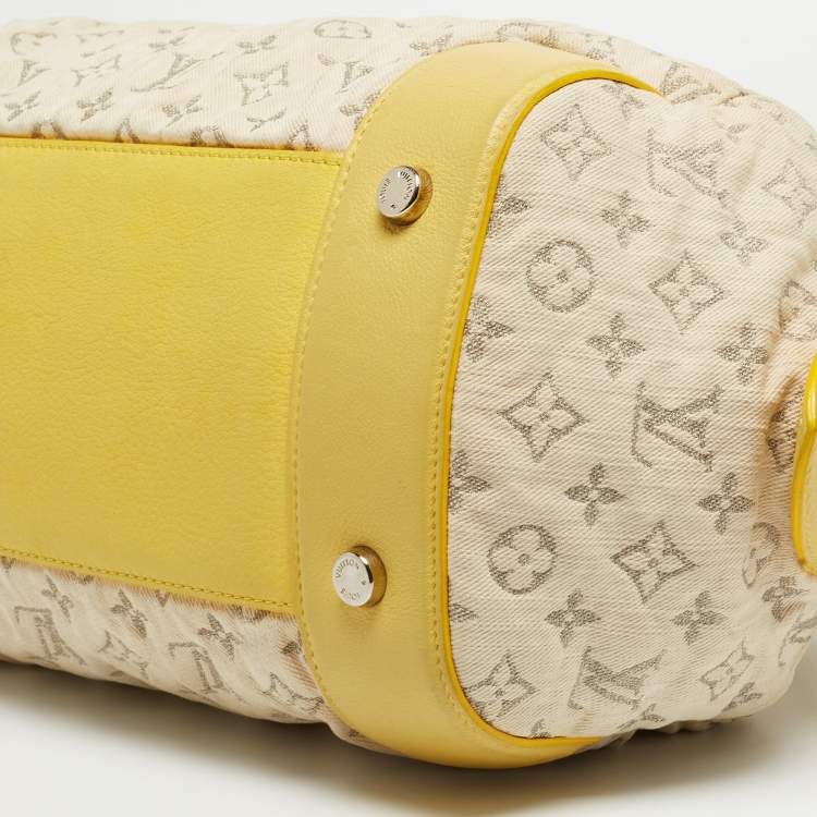 Pre Owned Louis Vuitton Jaune Monogram Denim Limited Edition Speedy Round Bag