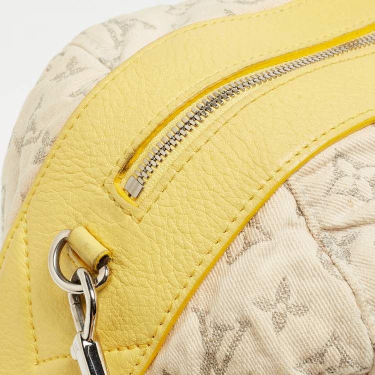 Pre Owned Louis Vuitton Jaune Monogram Denim Limited Edition Speedy Round Bag