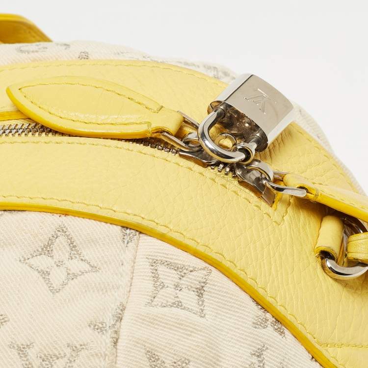 Pre Owned Louis Vuitton Jaune Monogram Denim Limited Edition Speedy Round Bag