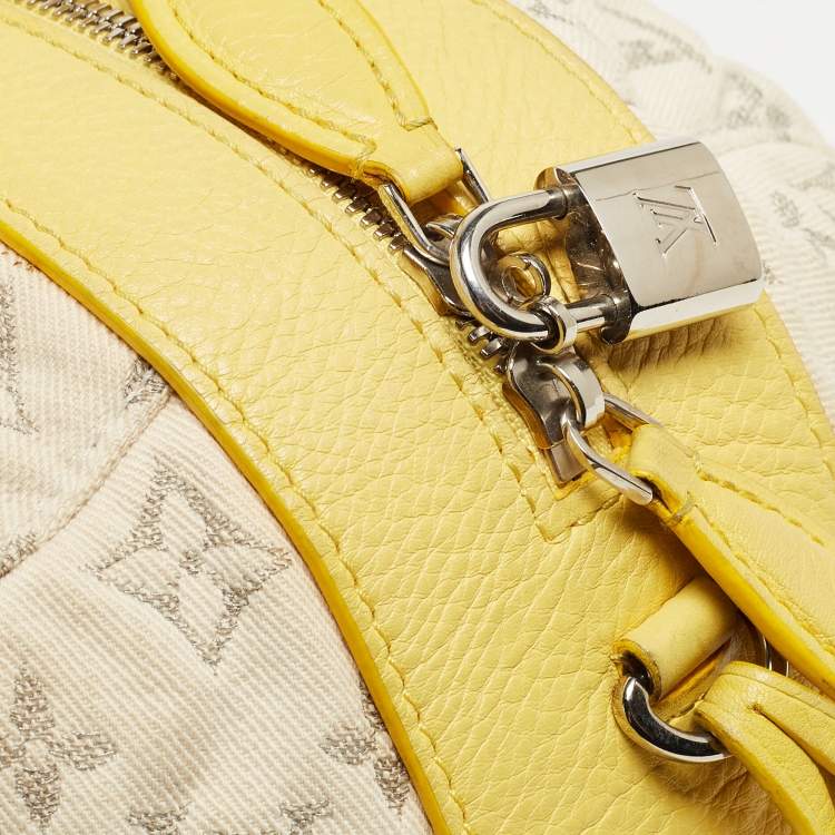 Pre Owned Louis Vuitton Jaune Monogram Denim Limited Edition Speedy Round Bag