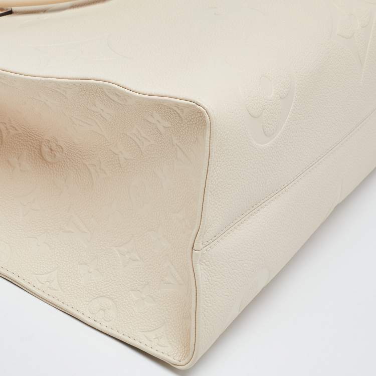 Pre Owned Louis Vuitton Creme Monogram Empreinte Leather Onthego GM Bag