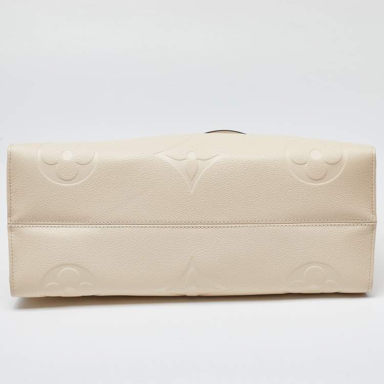 Pre Owned Louis Vuitton Creme Monogram Empreinte Leather Onthego GM Bag
