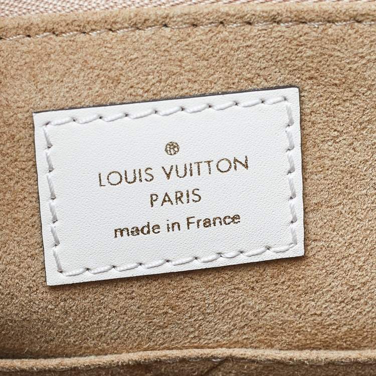 Pre Owned Louis Vuitton Creme Monogram Empreinte Leather Onthego GM Bag