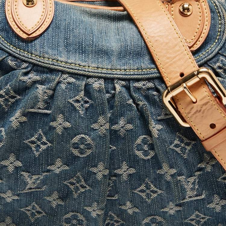 Pre Owned Louis Vuitton Blue Monogram Denim Neo Cabby MM Bag