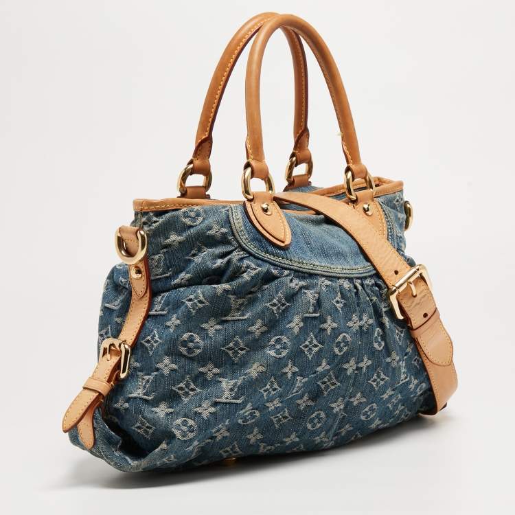 Pre Owned Louis Vuitton Blue Monogram Denim Neo Cabby MM Bag