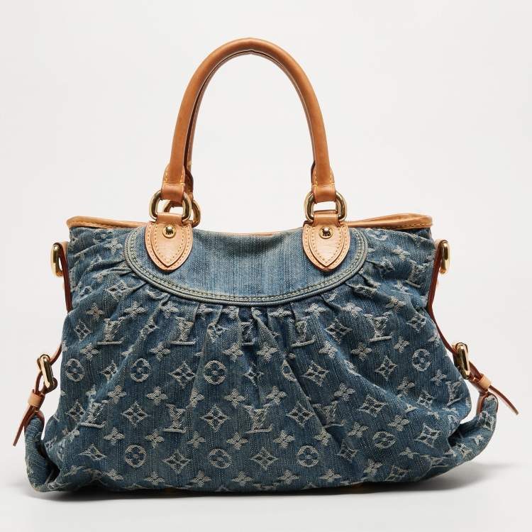 Pre Owned Louis Vuitton Blue Monogram Denim Neo Cabby MM Bag