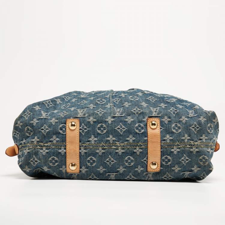 Pre Owned Louis Vuitton Blue Monogram Denim Neo Cabby MM Bag