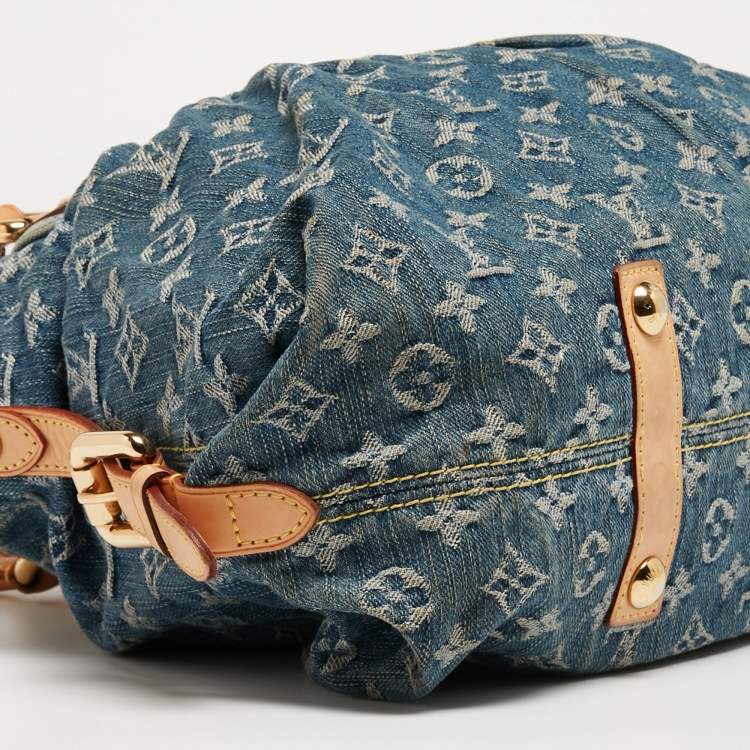 Pre Owned Louis Vuitton Blue Monogram Denim Neo Cabby MM Bag
